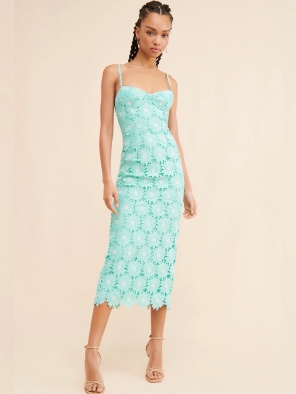 ANTHRO Saylor Calibria flower daisy embroidered eyelet midi evening dress sz XL